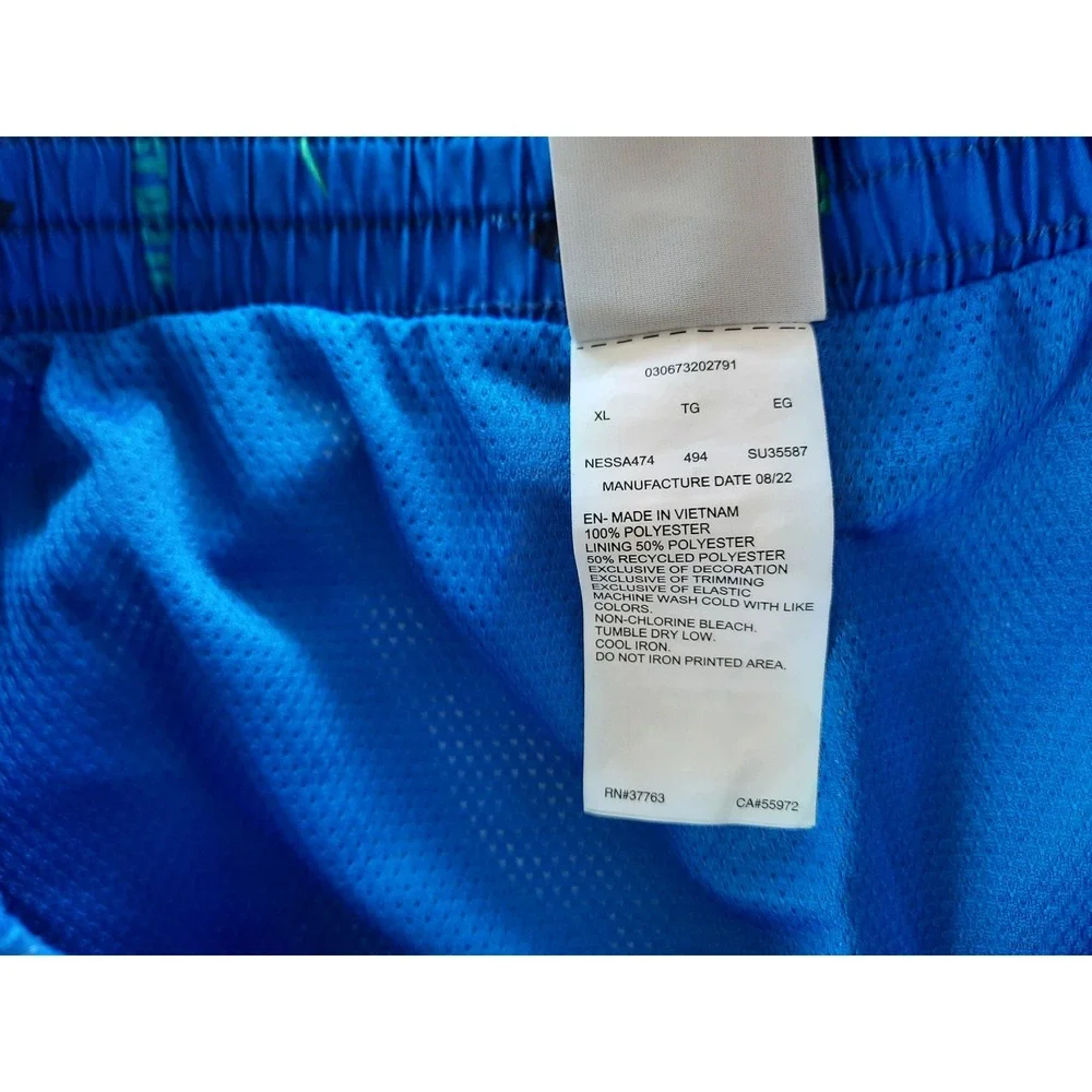 Nike Mens XL Blue Just Do It Swoosh All Over Print Swim Trunks Shorts NESSA474